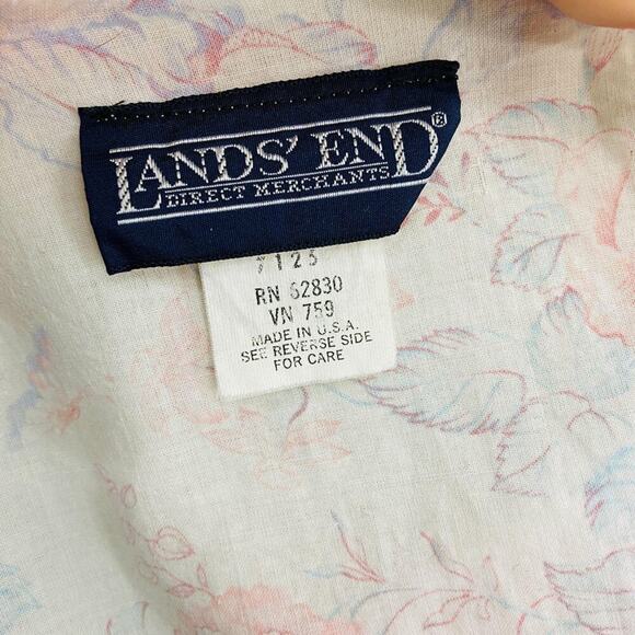 Vintage Lands End House Coat Floral Button Front Robe Lightweight Size Medium - Picture 5 of 7